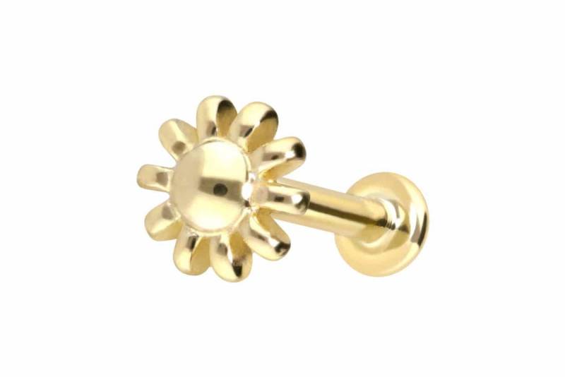PIERCINGLINE Piercing-Set 14 Karat Gold Labret mit Innengewinde BLUME (Labrets, 1-tlg) von PIERCINGLINE