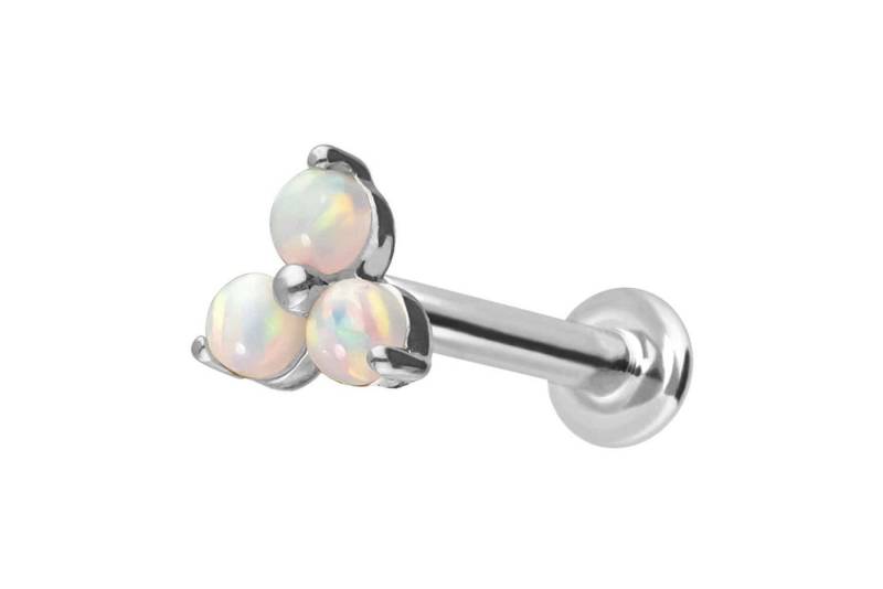 PIERCINGLINE Piercing-Set 14 Karat Gold Labret mit Innengewinde BLUME + 3 SYNTHETISCHE OPALE (Labrets, 1-tlg) von PIERCINGLINE