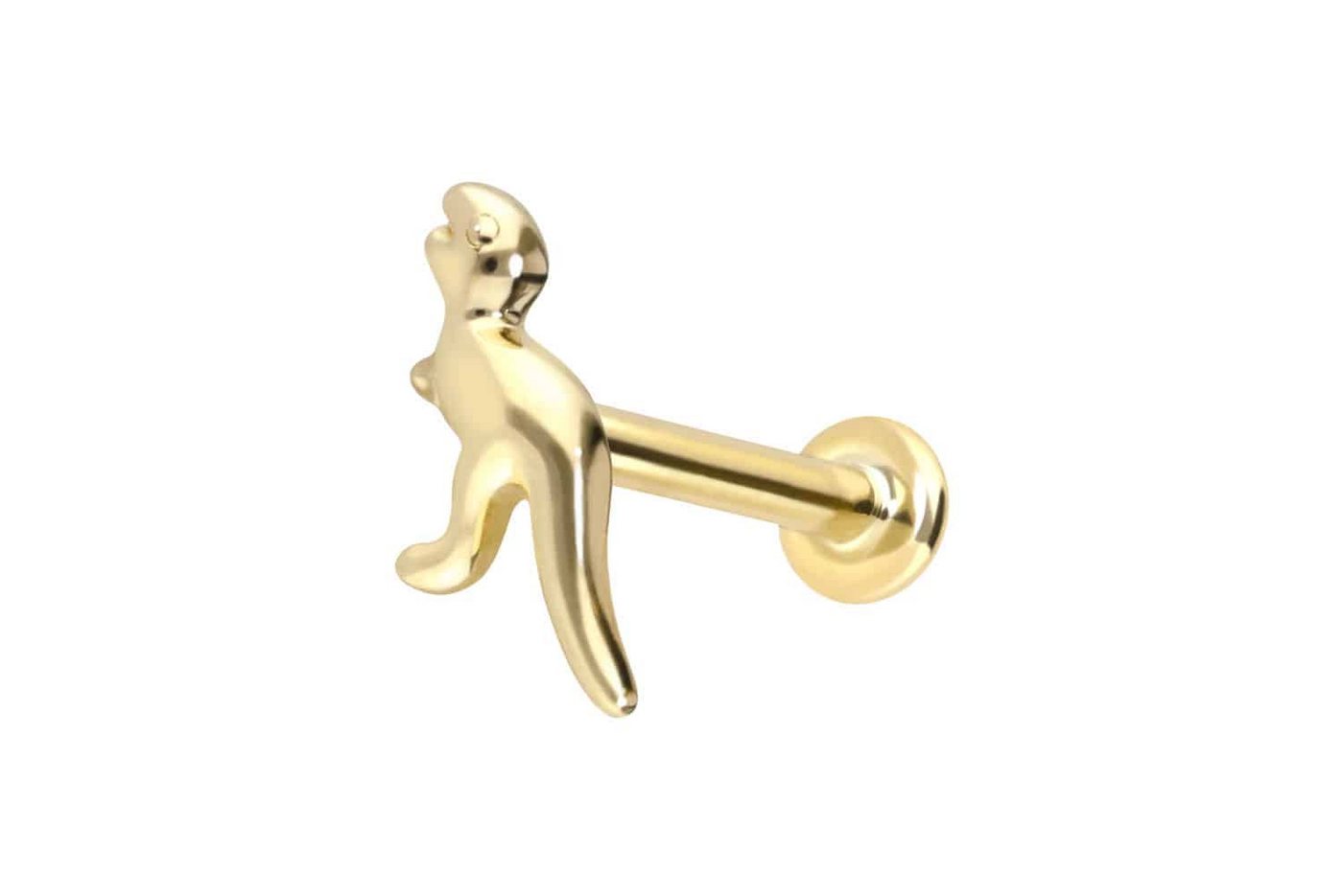 PIERCINGLINE Piercing-Set 14 Karat Gold Labret mit Innengewinde DINOSAURIER (Labrets, 1-tlg) von PIERCINGLINE