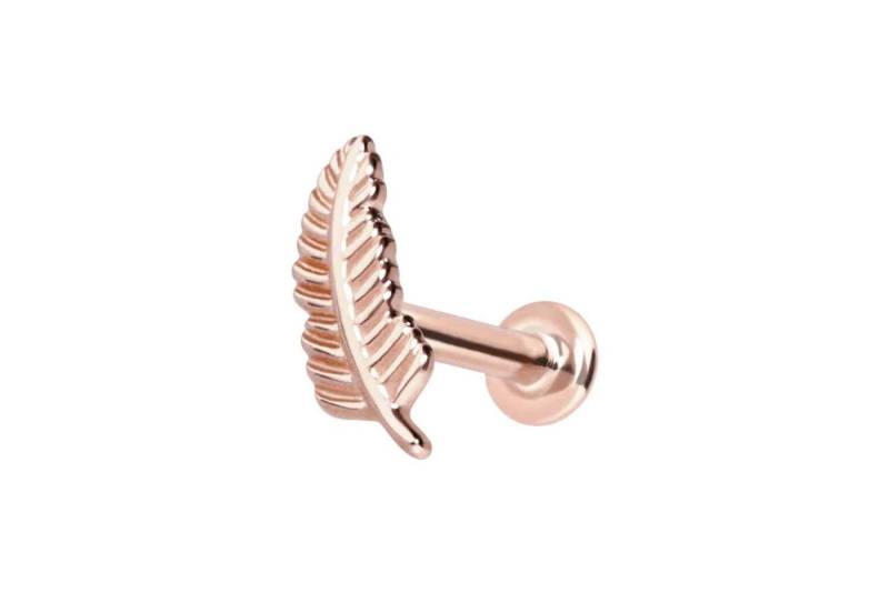 PIERCINGLINE Piercing-Set 14 Karat Gold Labret mit Innengewinde FEDER (Labrets, 1-tlg) von PIERCINGLINE