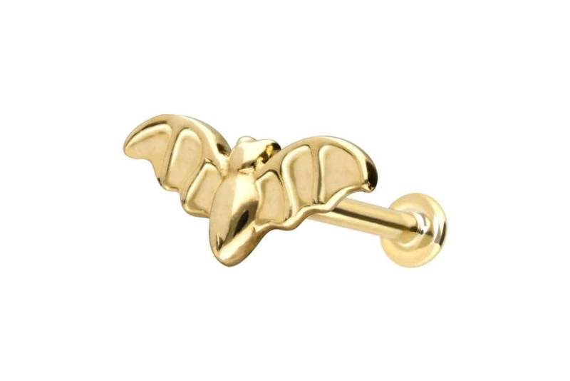 PIERCINGLINE Piercing-Set 14 Karat Gold Labret mit Innengewinde FLEDERMAUS (Labrets / 1 Stk) von PIERCINGLINE