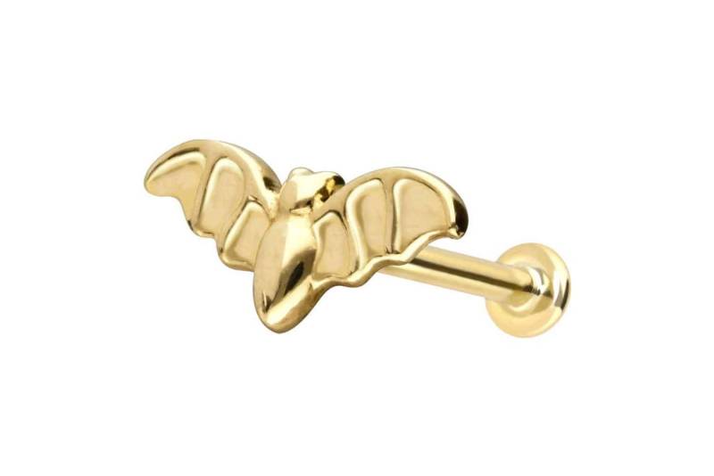 PIERCINGLINE Piercing-Set 14 Karat Gold Labret mit Innengewinde FLEDERMAUS (Labrets / 1 Stk) von PIERCINGLINE