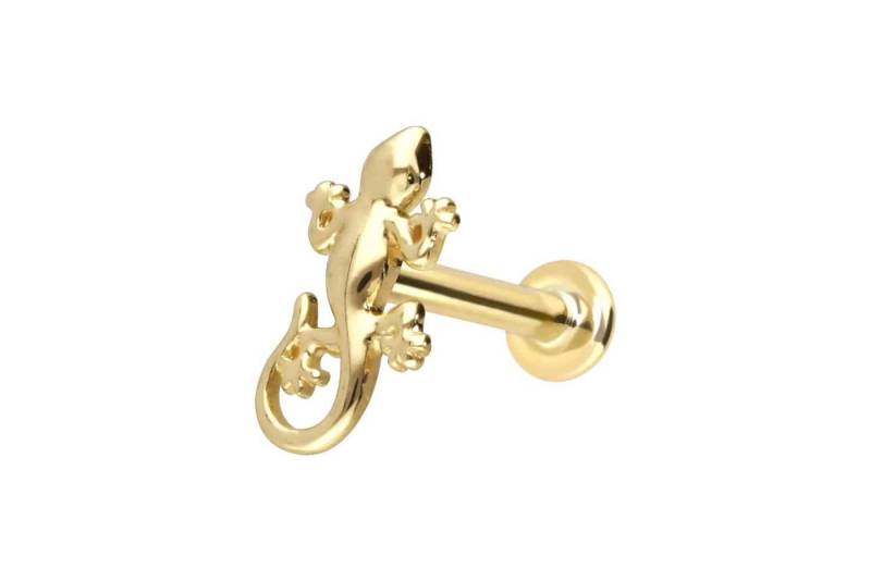PIERCINGLINE Piercing-Set 14 Karat Gold Labret mit Innengewinde GECKO (Labrets / 1 Stk) von PIERCINGLINE