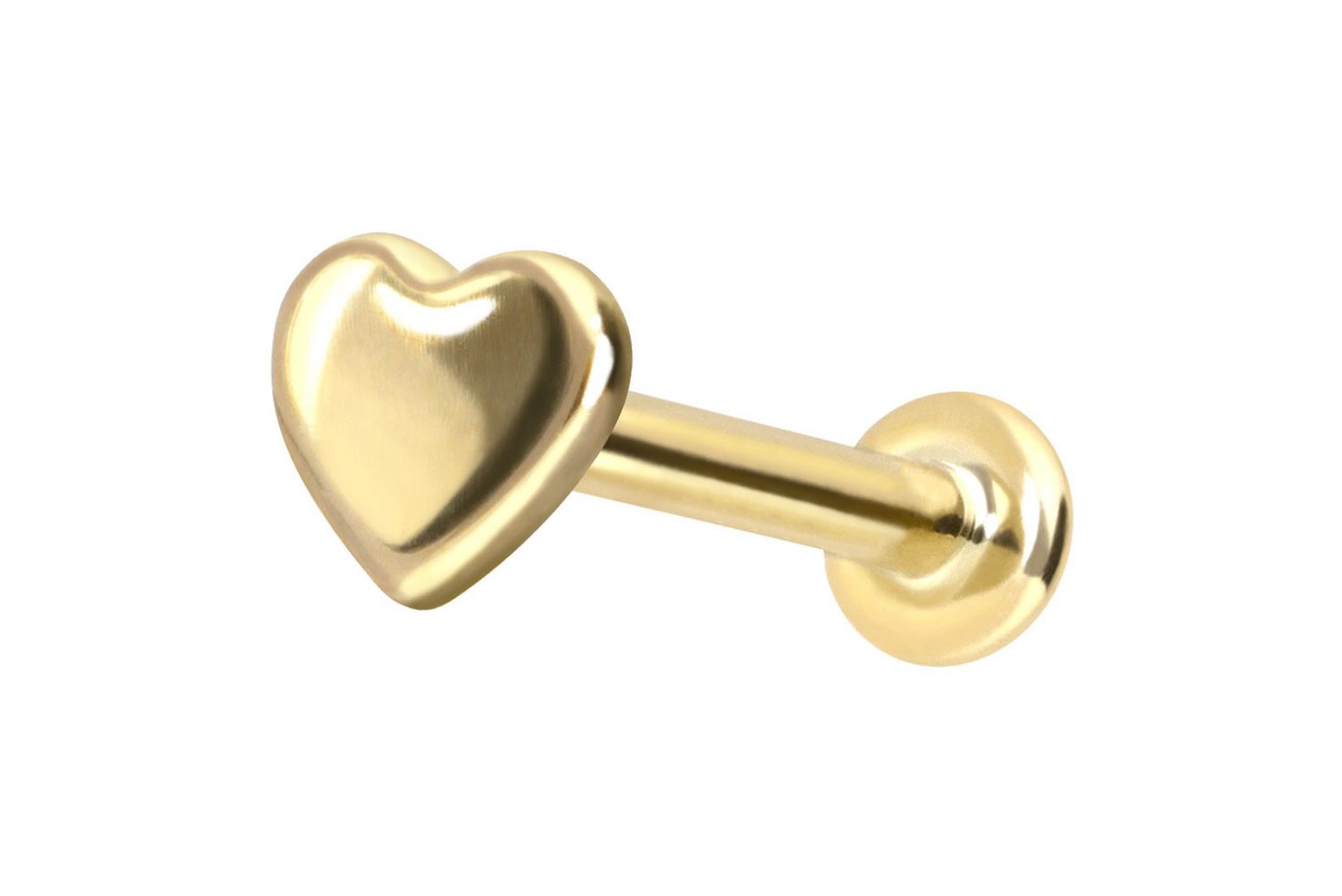 PIERCINGLINE Piercing-Set 14 Karat Gold Labret mit Innengewinde HERZ (Labrets, 1-tlg) von PIERCINGLINE