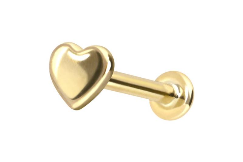 PIERCINGLINE Piercing-Set 14 Karat Gold Labret mit Innengewinde HERZ (Labrets, 1-tlg) von PIERCINGLINE