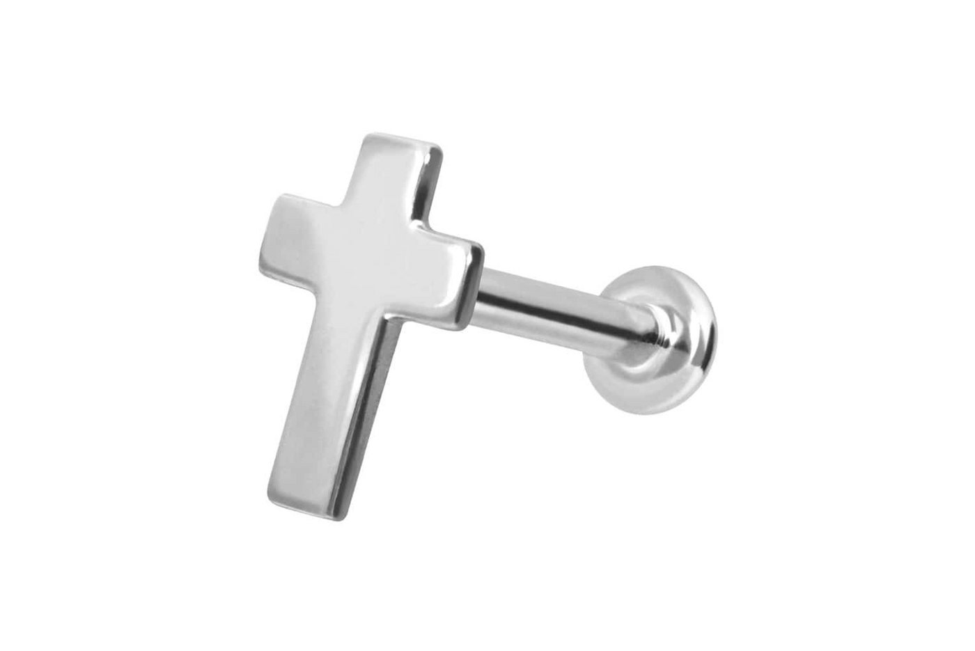 PIERCINGLINE Piercing-Set 14 Karat Gold Labret mit Innengewinde KREUZ (Labrets, 1-tlg) von PIERCINGLINE