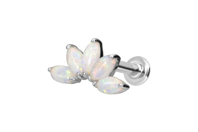 PIERCINGLINE Piercing-Set 14 Karat Gold Labret mit Innengewinde LOTUSBLÜTE + SYNTHETISCHE OPALE (Labrets, 1-tlg) von PIERCINGLINE