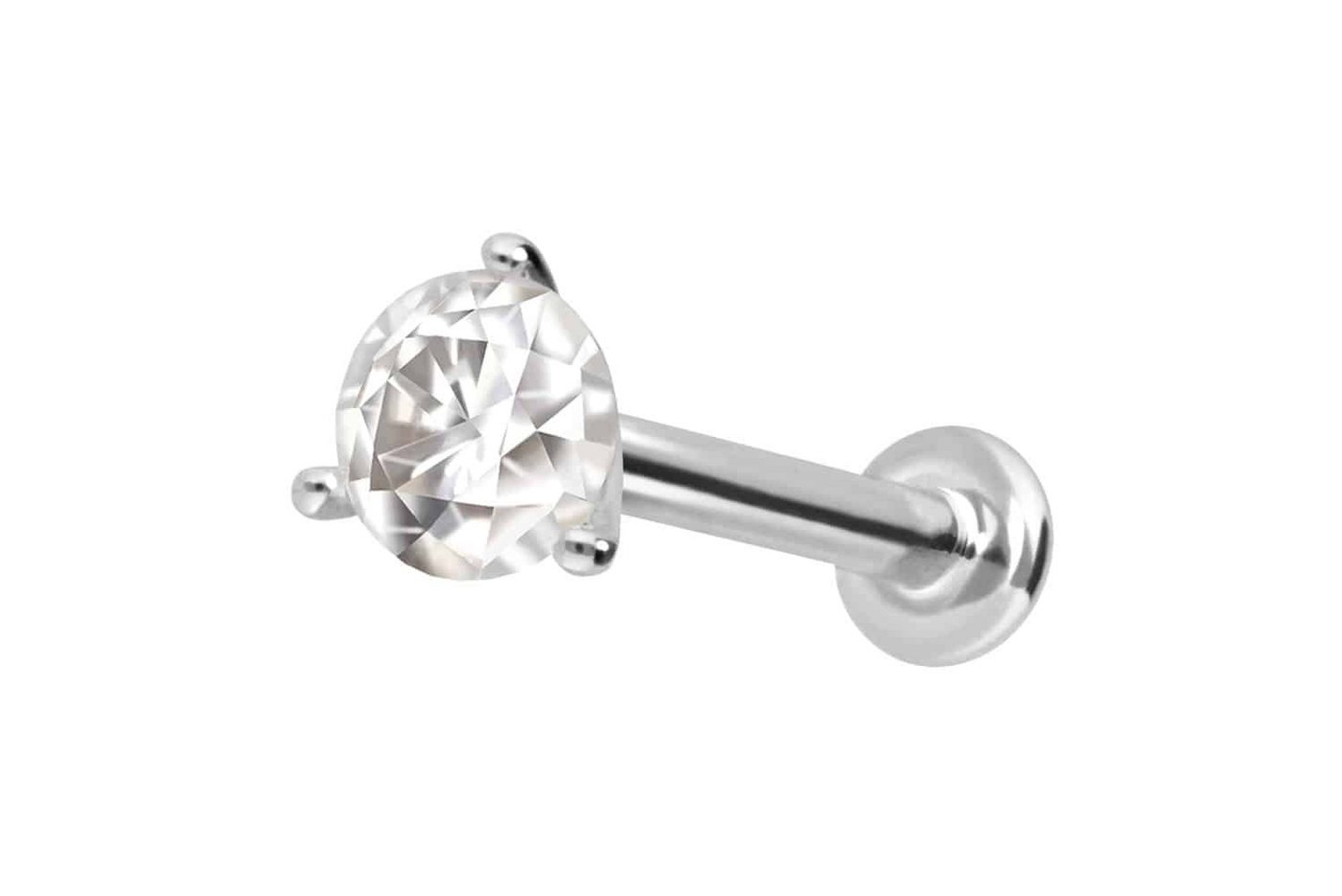 PIERCINGLINE Piercing-Set 14 Karat Gold Labret mit Innengewinde MOISSANIT (Labrets, 1-tlg) von PIERCINGLINE