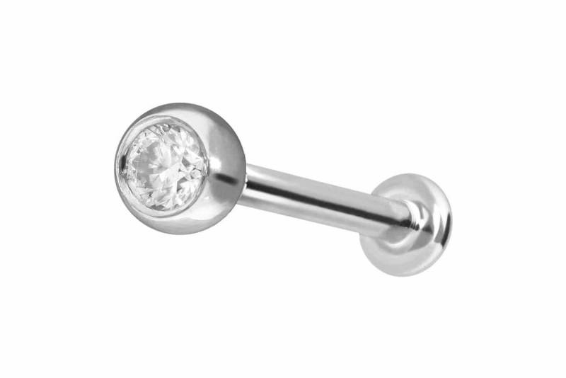 PIERCINGLINE Piercing-Set 14 Karat Gold Labret mit Innengewinde MOISSANIT (Labrets, 1-tlg) von PIERCINGLINE