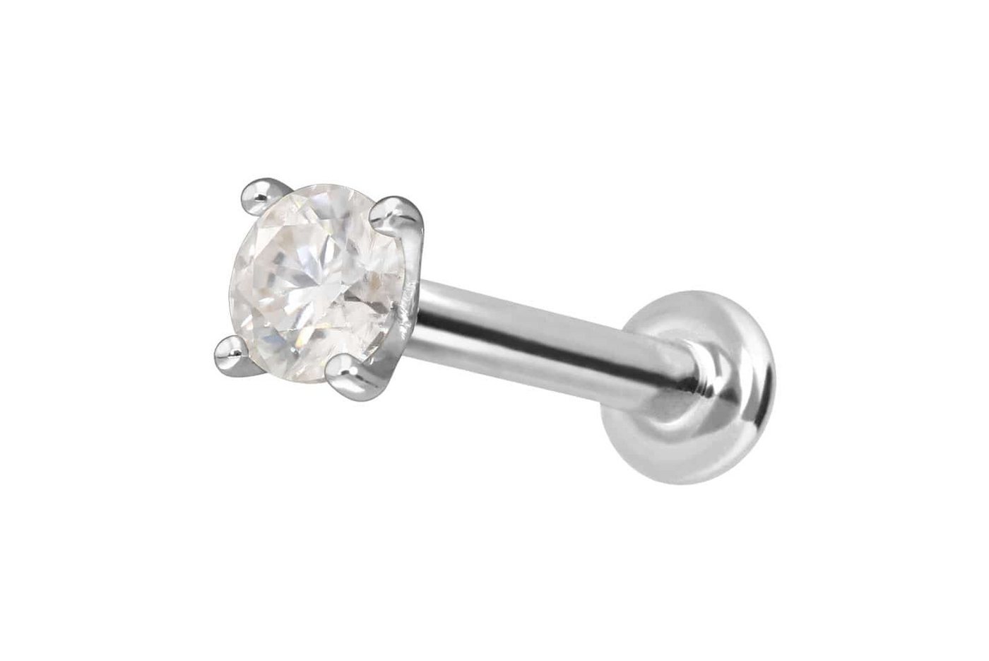 PIERCINGLINE Piercing-Set 14 Karat Gold Labret mit Innengewinde MOISSANIT (Labrets, 1-tlg) von PIERCINGLINE