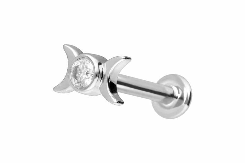 PIERCINGLINE Piercing-Set 14 Karat Gold Labret mit Innengewinde MOISSANIT + 2 MONDE (Labrets, 1-tlg) von PIERCINGLINE