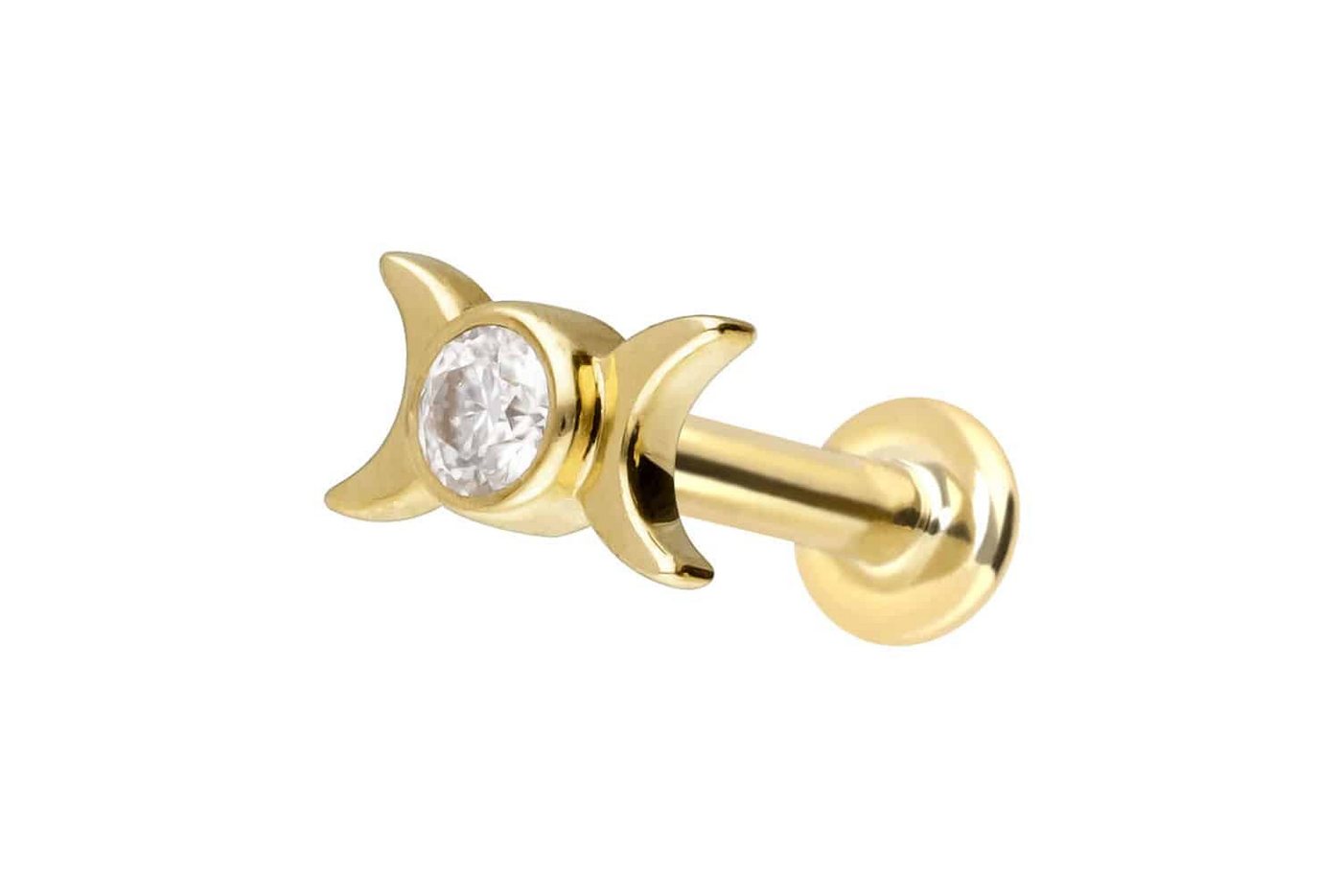 PIERCINGLINE Piercing-Set 14 Karat Gold Labret mit Innengewinde MOISSANIT + 2 MONDE (Labrets, 1-tlg) von PIERCINGLINE