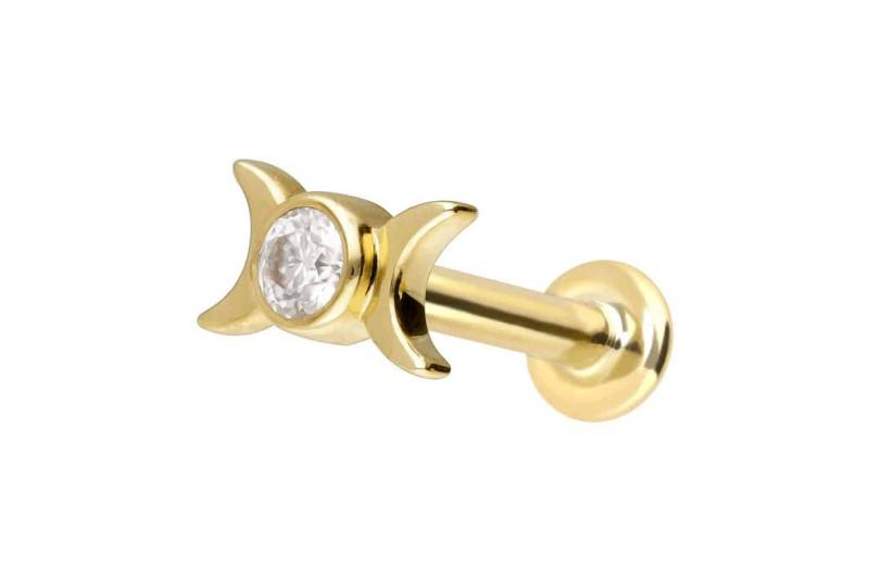 PIERCINGLINE Piercing-Set 14 Karat Gold Labret mit Innengewinde MOISSANIT + 2 MONDE (Labrets, 1-tlg) von PIERCINGLINE