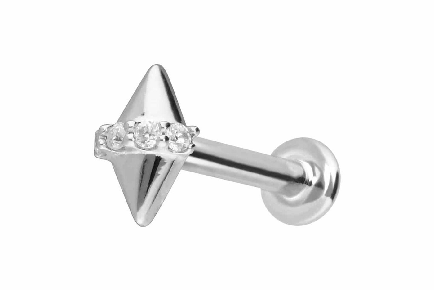PIERCINGLINE Piercing-Set 14 Karat Gold Labret mit Innengewinde MOISSANIT + 2 SPITZEN (Labrets, 1-tlg) von PIERCINGLINE