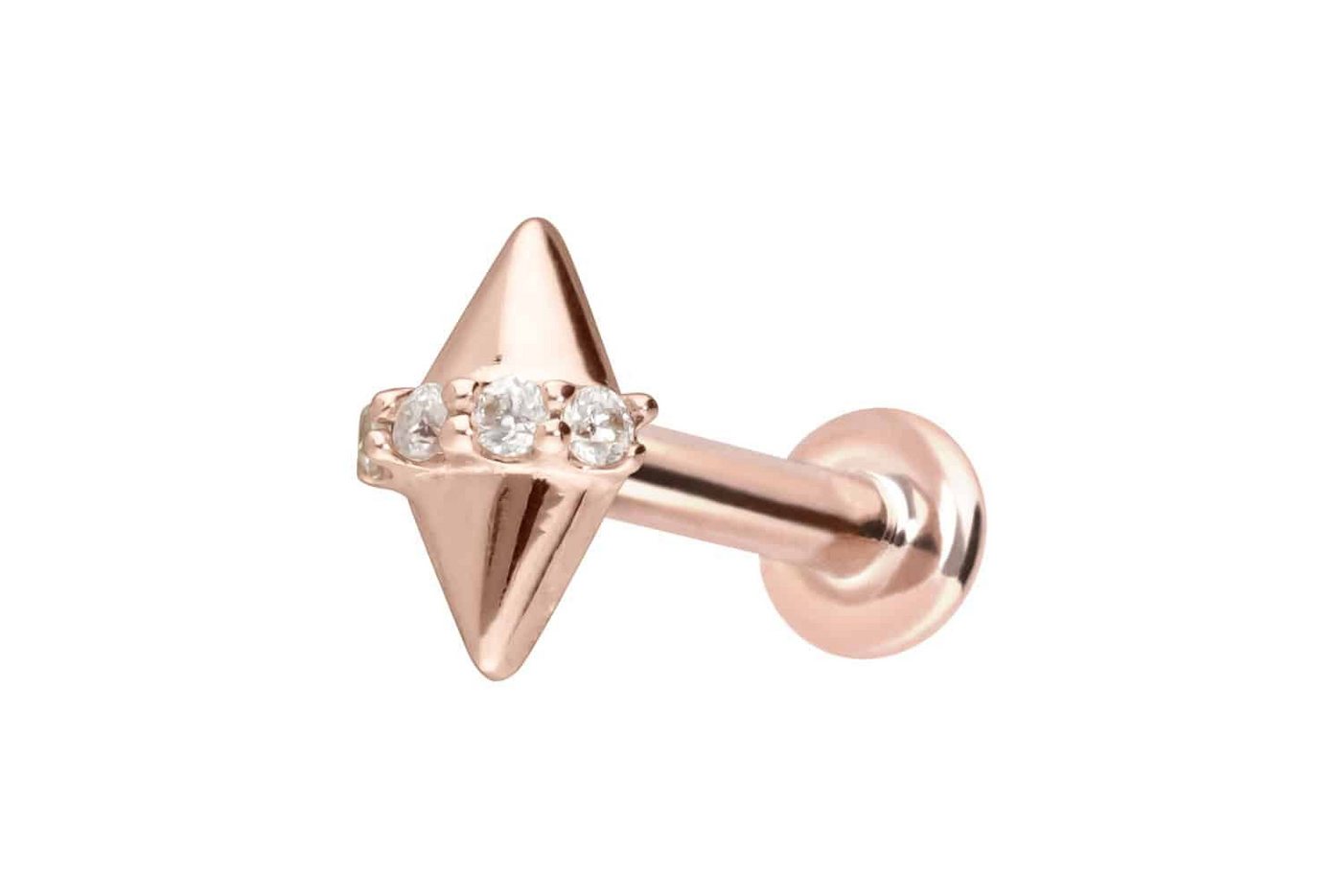 PIERCINGLINE Piercing-Set 14 Karat Gold Labret mit Innengewinde MOISSANIT + 2 SPITZEN (Labrets, 1-tlg) von PIERCINGLINE
