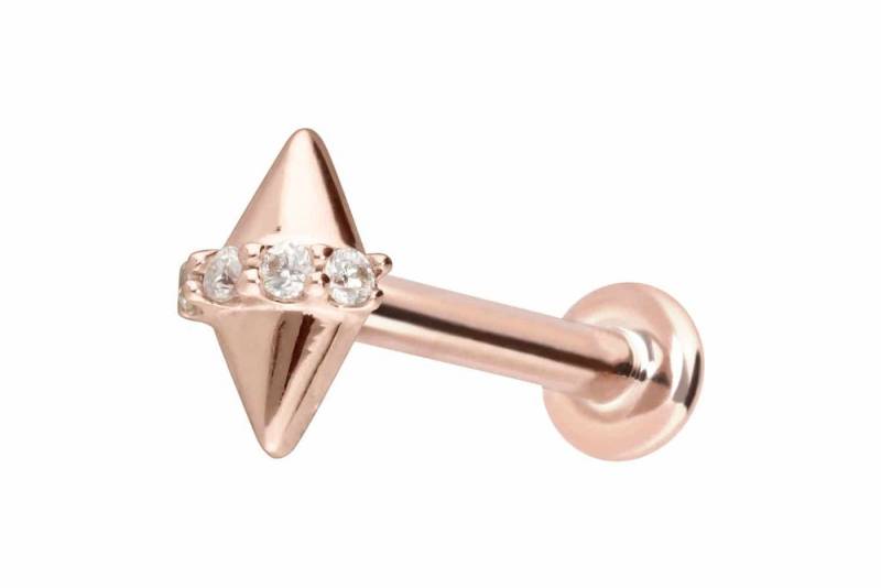 PIERCINGLINE Piercing-Set 14 Karat Gold Labret mit Innengewinde MOISSANIT + 2 SPITZEN (Labrets, 1-tlg) von PIERCINGLINE
