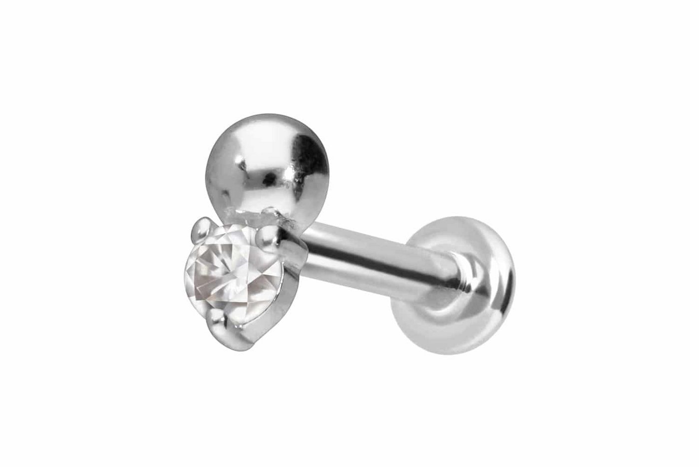 PIERCINGLINE Piercing-Set 14 Karat Gold Labret mit Innengewinde MOISSANIT + KUGEL (Labrets, 1-tlg) von PIERCINGLINE