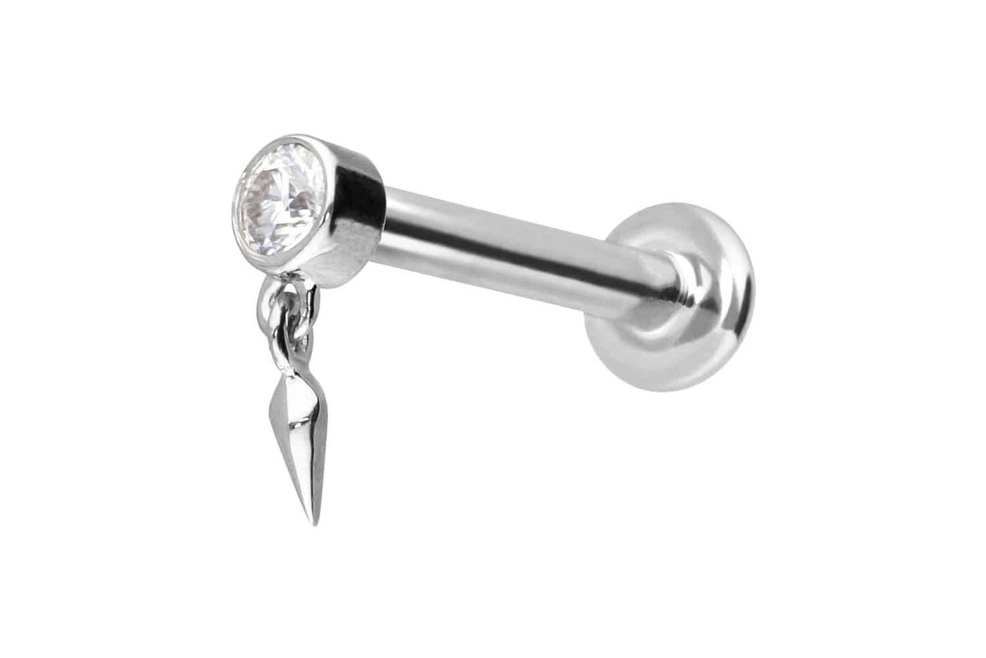 PIERCINGLINE Piercing-Set 14 Karat Gold Labret mit Innengewinde MOISSANIT + SPITZE (Labrets, 1-tlg) von PIERCINGLINE