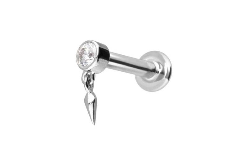 PIERCINGLINE Piercing-Set 14 Karat Gold Labret mit Innengewinde MOISSANIT + SPITZE (Labrets, 1-tlg) von PIERCINGLINE