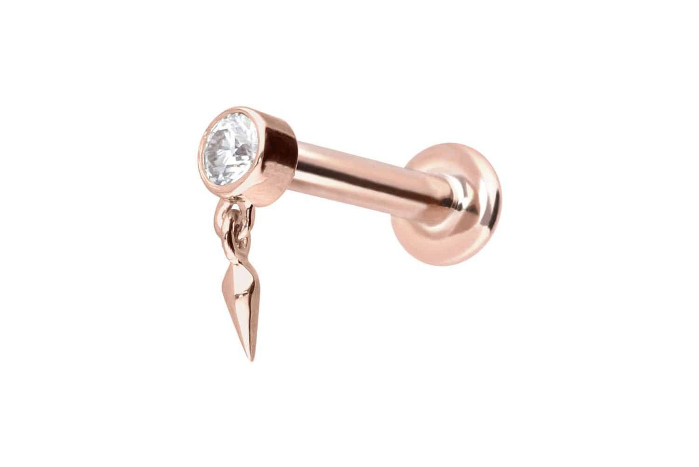 PIERCINGLINE Piercing-Set 14 Karat Gold Labret mit Innengewinde MOISSANIT + SPITZE (Labrets, 1-tlg) von PIERCINGLINE