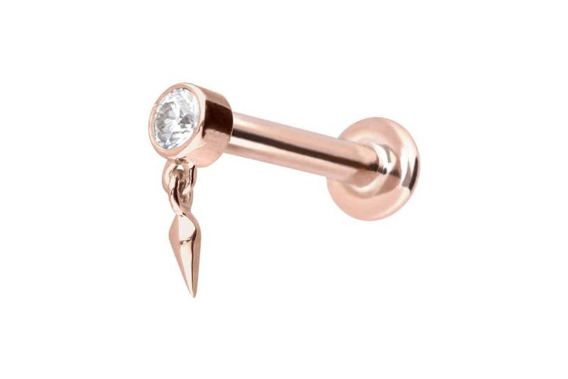 PIERCINGLINE Piercing-Set 14 Karat Gold Labret mit Innengewinde MOISSANIT + SPITZE (Labrets, 1-tlg) von PIERCINGLINE