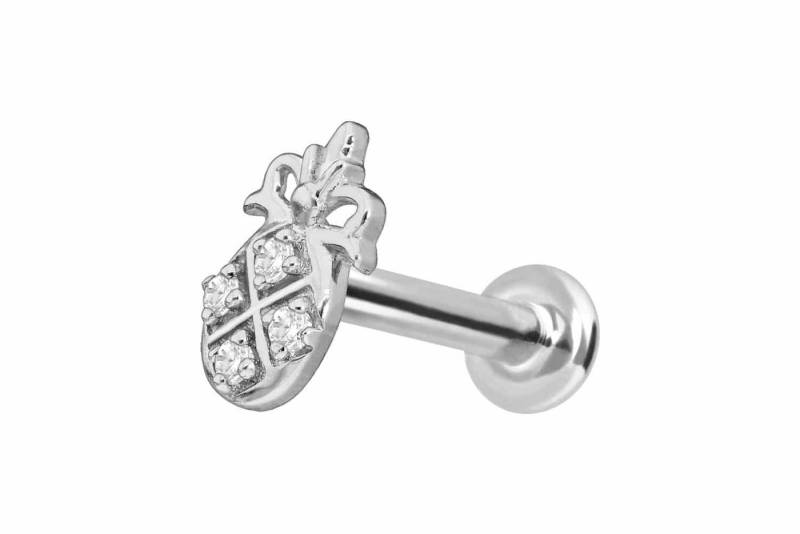 PIERCINGLINE Piercing-Set 14 Karat Gold Labret mit Innengewinde MOISSANIT-ANANAS (Labrets, 1-tlg) von PIERCINGLINE