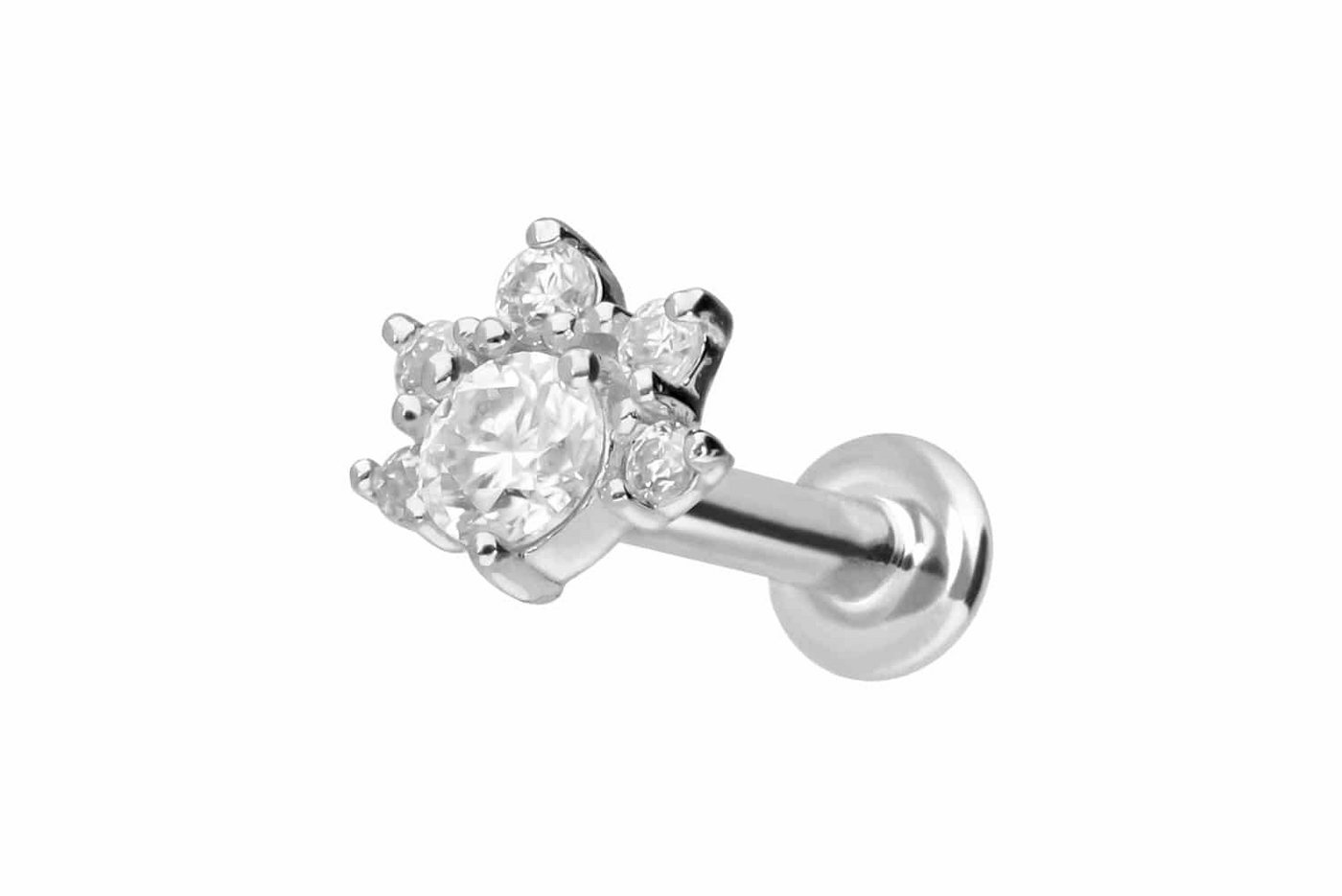 PIERCINGLINE Piercing-Set 14 Karat Gold Labret mit Innengewinde MOISSANIT-BLUME (Labrets, 1-tlg) von PIERCINGLINE