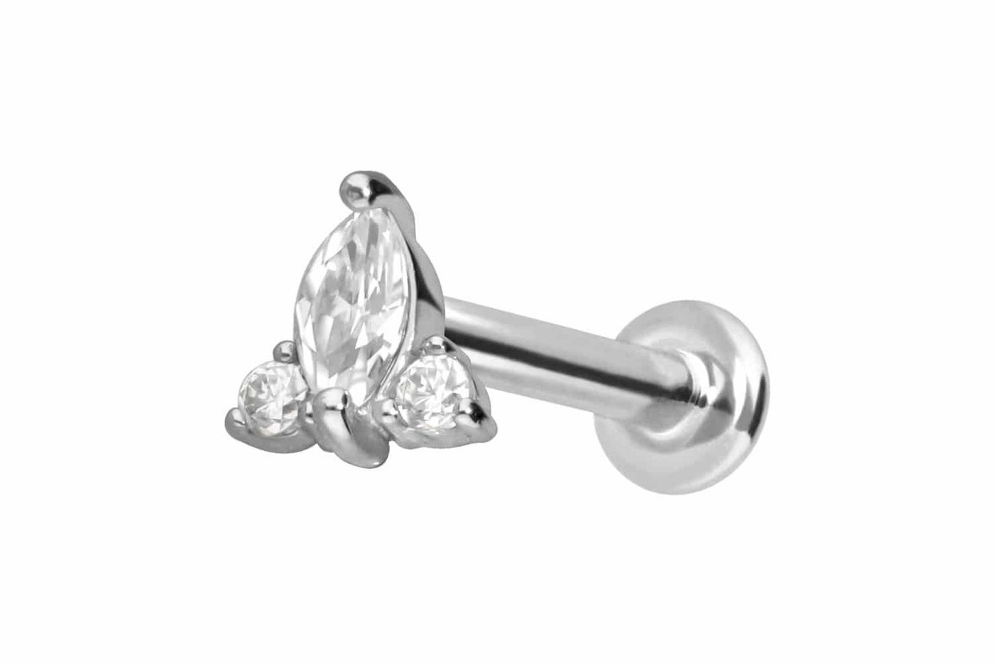 PIERCINGLINE Piercing-Set 14 Karat Gold Labret mit Innengewinde MOISSANIT-BLUME (Labrets, 1-tlg) von PIERCINGLINE
