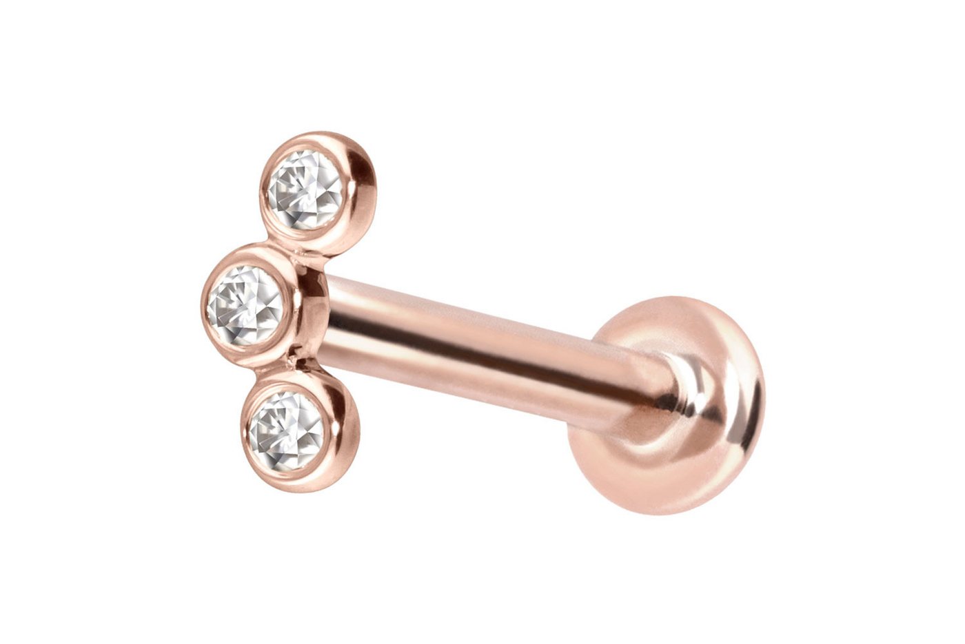PIERCINGLINE Piercing-Set 14 Karat Gold Labret mit Innengewinde MOISSANIT-BOGEN (Labrets, 1-tlg) von PIERCINGLINE