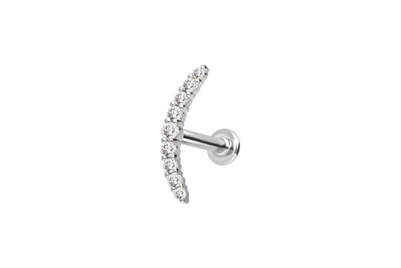 PIERCINGLINE Piercing-Set 14 Karat Gold Labret mit Innengewinde MOISSANIT-BOGEN (Labrets, 1-tlg) von PIERCINGLINE