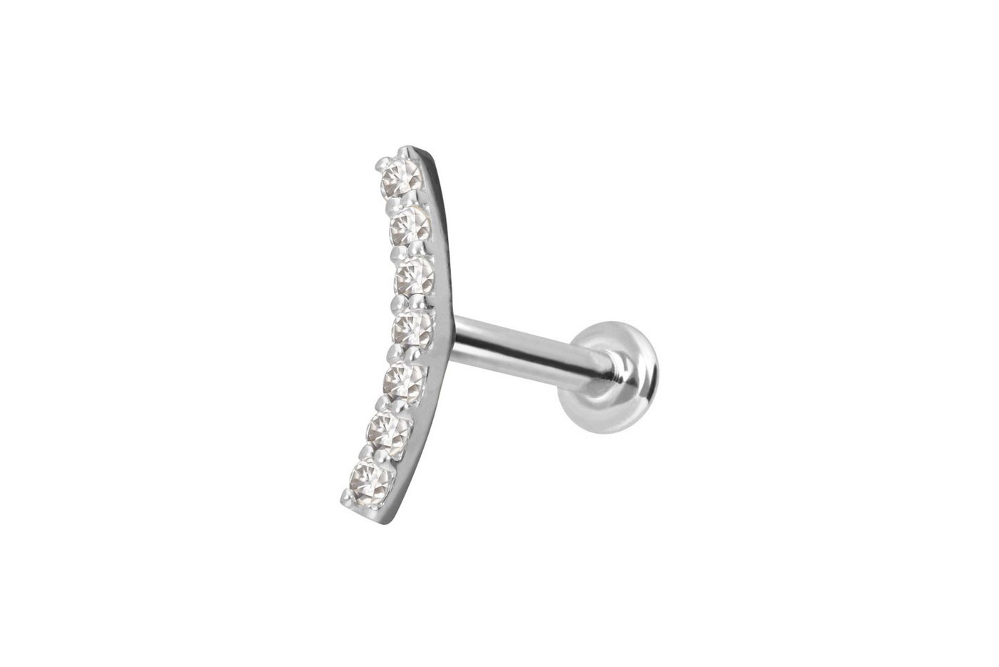 PIERCINGLINE Piercing-Set 14 Karat Gold Labret mit Innengewinde MOISSANIT-BOGEN (Labrets, 1-tlg) von PIERCINGLINE