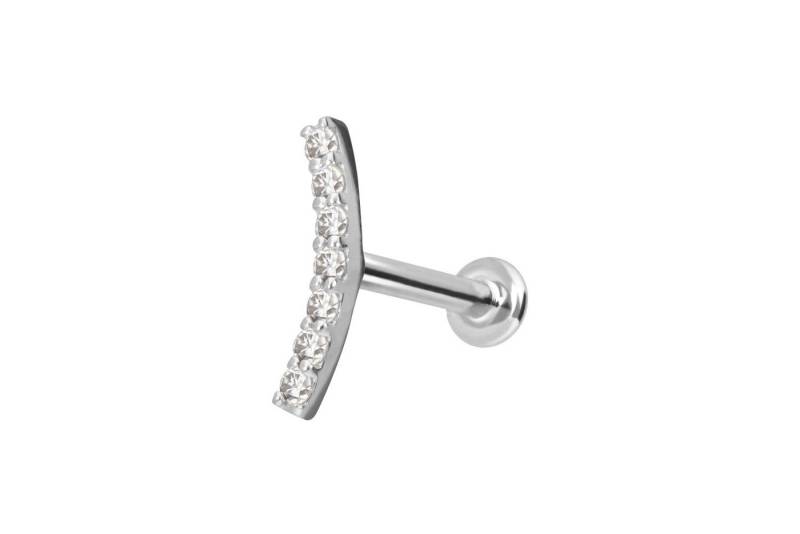 PIERCINGLINE Piercing-Set 14 Karat Gold Labret mit Innengewinde MOISSANIT-BOGEN (Labrets, 1-tlg) von PIERCINGLINE