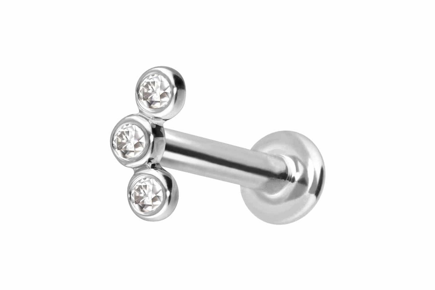 PIERCINGLINE Piercing-Set 14 Karat Gold Labret mit Innengewinde MOISSANIT-BOGEN (Labrets, 1-tlg) von PIERCINGLINE