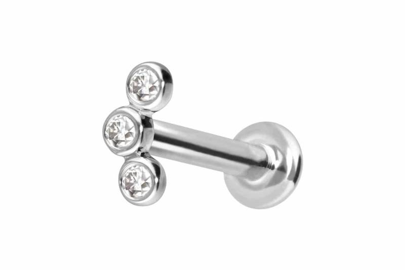 PIERCINGLINE Piercing-Set 14 Karat Gold Labret mit Innengewinde MOISSANIT-BOGEN (Labrets, 1-tlg) von PIERCINGLINE