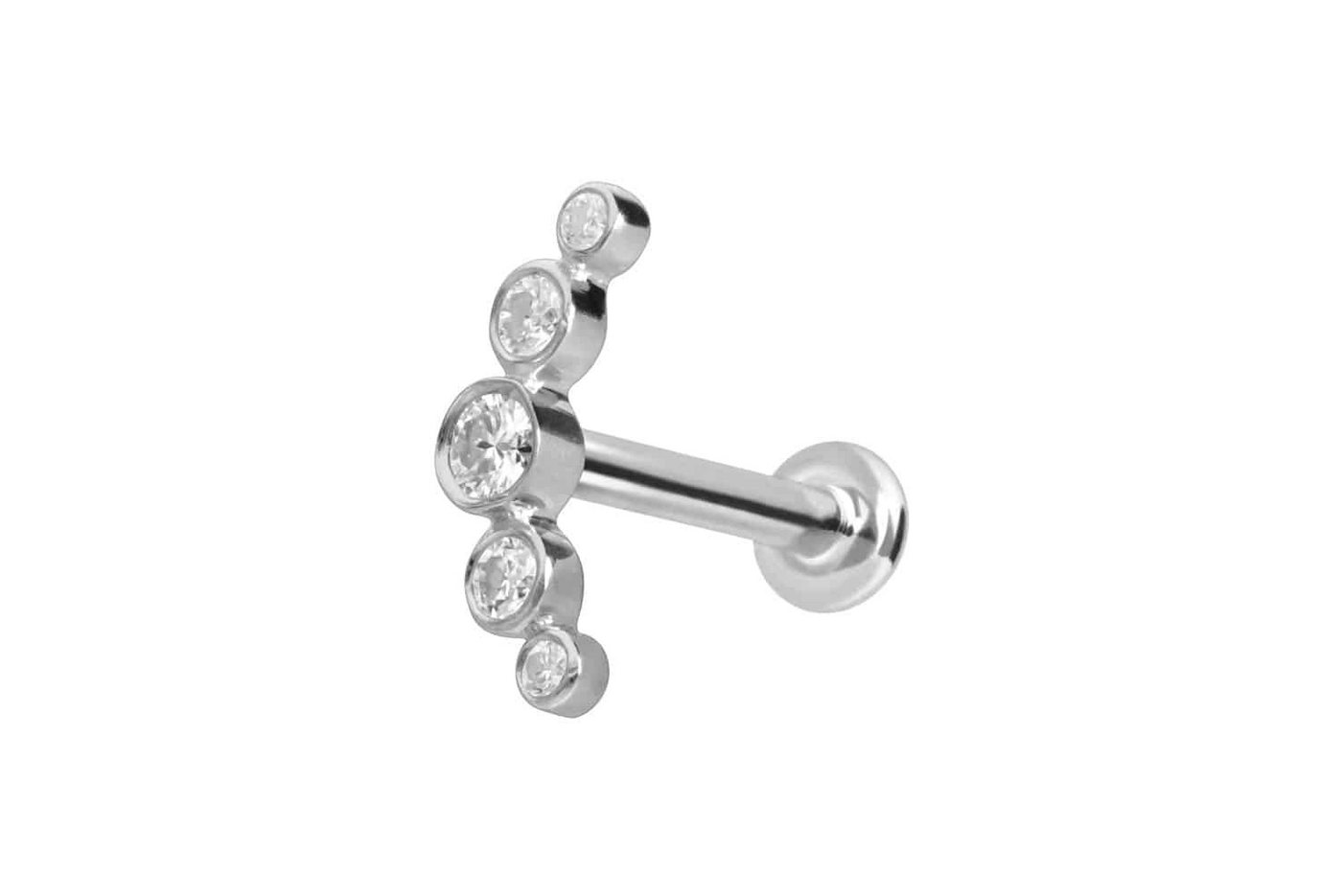 PIERCINGLINE Piercing-Set 14 Karat Gold Labret mit Innengewinde MOISSANIT-BOGEN (Labrets, 1-tlg) von PIERCINGLINE