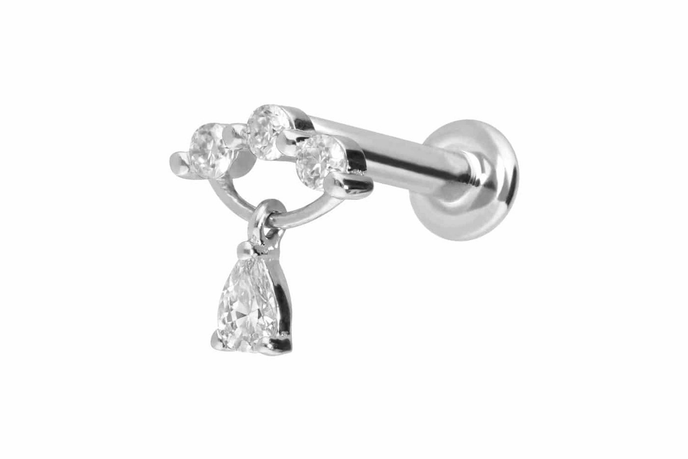 PIERCINGLINE Piercing-Set 14 Karat Gold Labret mit Innengewinde MOISSANIT-BOGEN + (Labrets, 1-tlg) von PIERCINGLINE