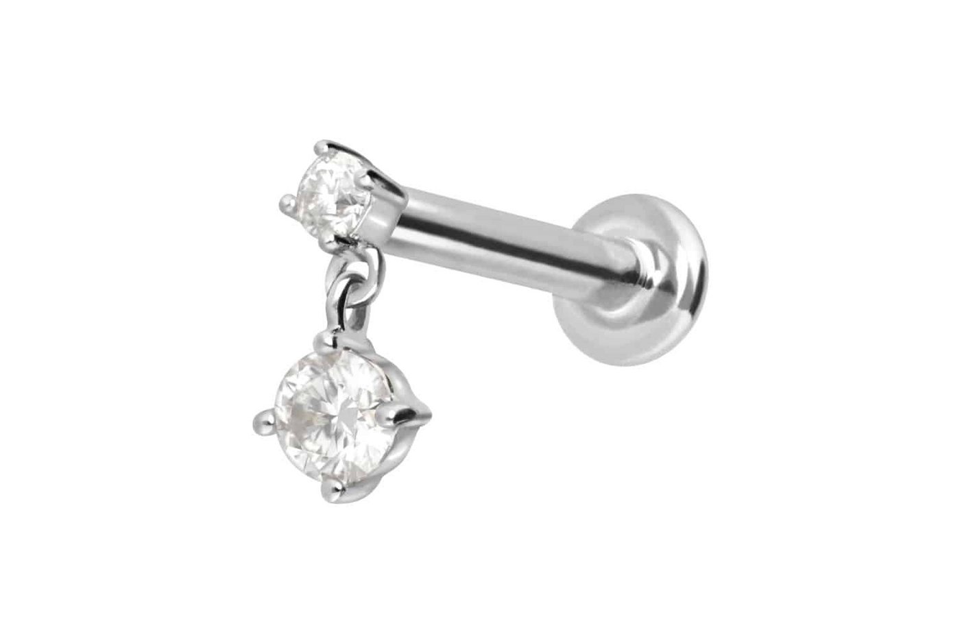 PIERCINGLINE Piercing-Set 14 Karat Gold Labret mit Innengewinde MOISSANIT-BOGEN + KETTE (Labrets, 1-tlg) von PIERCINGLINE