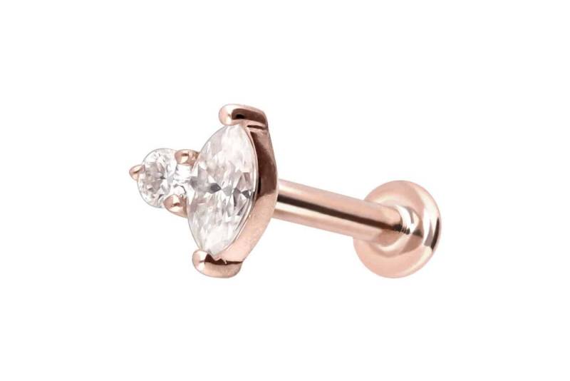 PIERCINGLINE Piercing-Set 14 Karat Gold Labret mit Innengewinde MOISSANIT-DESIGN (Labrets / 1 Stk) von PIERCINGLINE