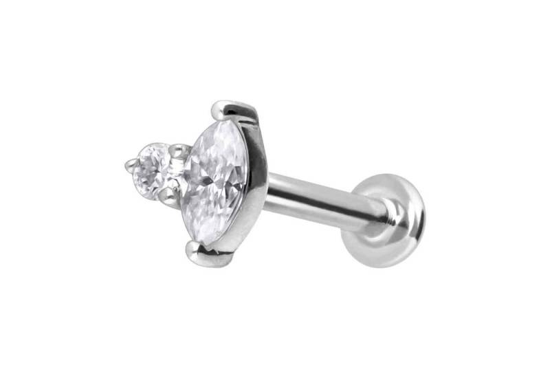 PIERCINGLINE Piercing-Set 14 Karat Gold Labret mit Innengewinde MOISSANIT-DESIGN (Labrets / 1 Stk) von PIERCINGLINE