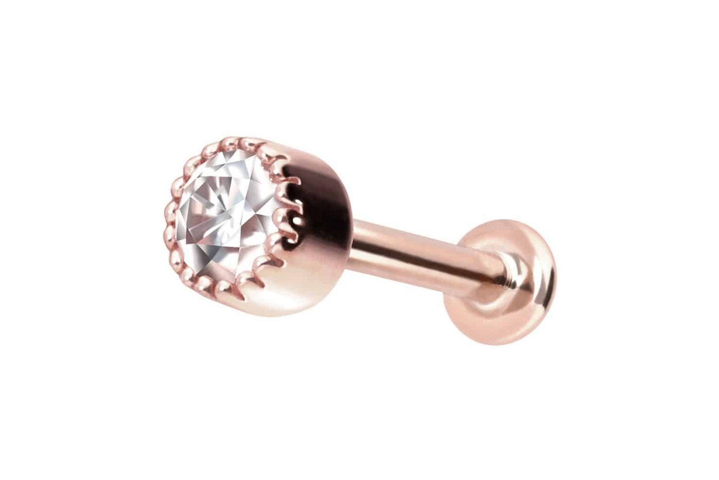 PIERCINGLINE Piercing-Set 14 Karat Gold Labret mit Innengewinde MOISSANIT-DISC (Labrets / 1 Stk) von PIERCINGLINE
