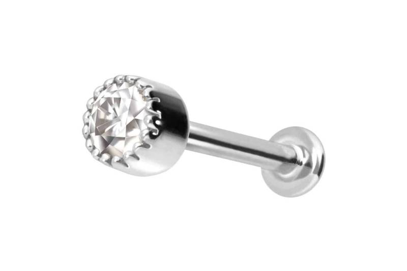 PIERCINGLINE Piercing-Set 14 Karat Gold Labret mit Innengewinde MOISSANIT-DISC (Labrets / 1 Stk) von PIERCINGLINE