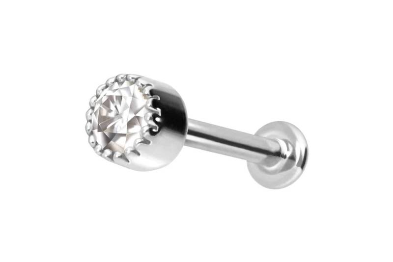 PIERCINGLINE Piercing-Set 14 Karat Gold Labret mit Innengewinde MOISSANIT-DISC (Labrets / 1 Stk) von PIERCINGLINE