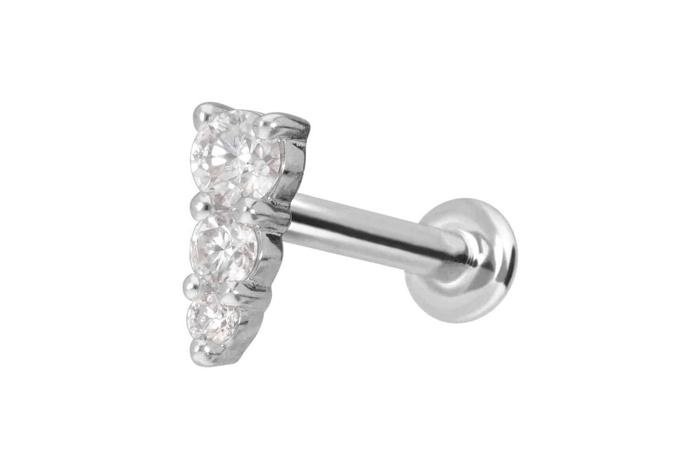 PIERCINGLINE Piercing-Set 14 Karat Gold Labret mit Innengewinde MOISSANIT-EISZAPFEN (Labrets, 1-tlg) von PIERCINGLINE