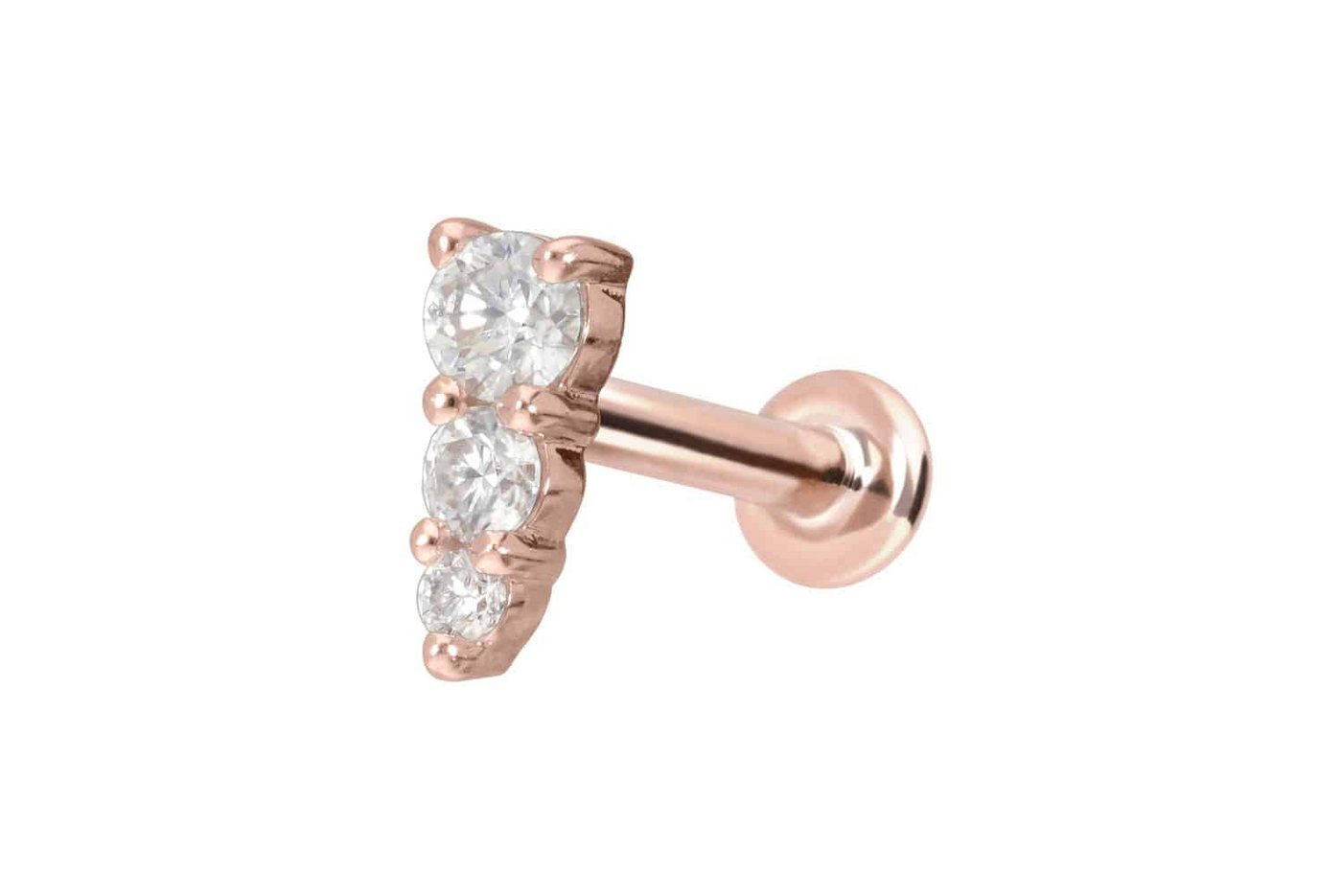PIERCINGLINE Piercing-Set 14 Karat Gold Labret mit Innengewinde MOISSANIT-EISZAPFEN (Labrets, 1-tlg) von PIERCINGLINE