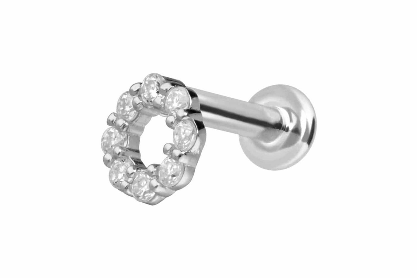PIERCINGLINE Piercing-Set 14 Karat Gold Labret mit Innengewinde MOISSANIT-KREIS (Labrets, 1-tlg) von PIERCINGLINE