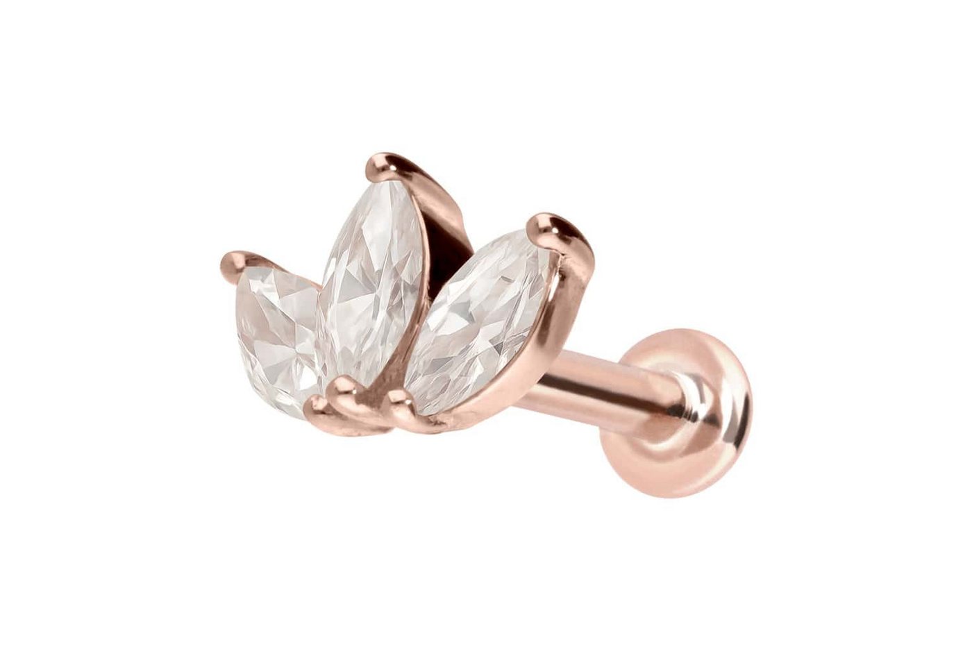 PIERCINGLINE Piercing-Set 14 Karat Gold Labret mit Innengewinde MOISSANIT-LOTUSBLÜTE (Labrets, 1-tlg) von PIERCINGLINE