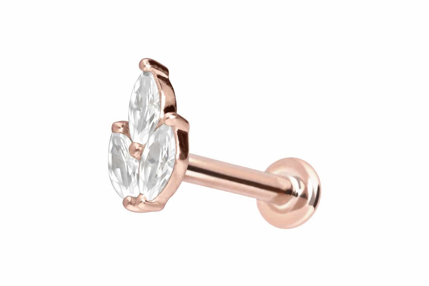 PIERCINGLINE Piercing-Set 14 Karat Gold Labret mit Innengewinde MOISSANIT-LOTUSBLÜTE (Labrets, 1-tlg) von PIERCINGLINE