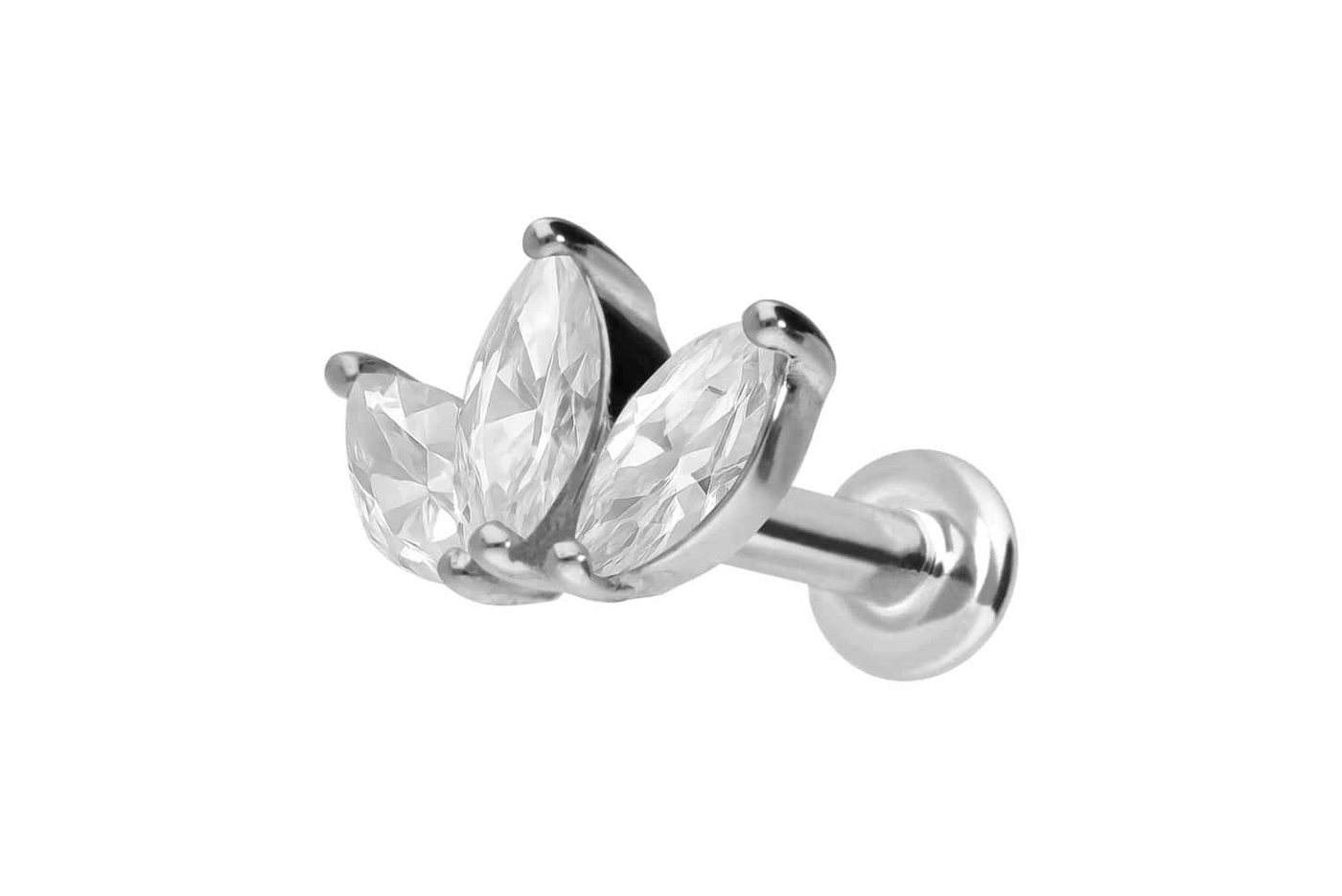 PIERCINGLINE Piercing-Set 14 Karat Gold Labret mit Innengewinde MOISSANIT-LOTUSBLÜTE (Labrets, 1-tlg) von PIERCINGLINE