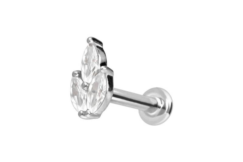 PIERCINGLINE Piercing-Set 14 Karat Gold Labret mit Innengewinde MOISSANIT-LOTUSBLÜTE (Labrets, 1-tlg) von PIERCINGLINE