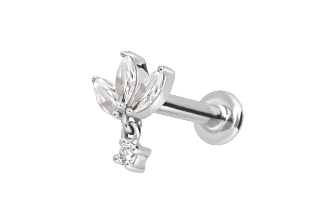 PIERCINGLINE Piercing-Set 14 Karat Gold Labret mit Innengewinde MOISSANIT-LOTUSBLÜTE (Labrets, 1-tlg) von PIERCINGLINE